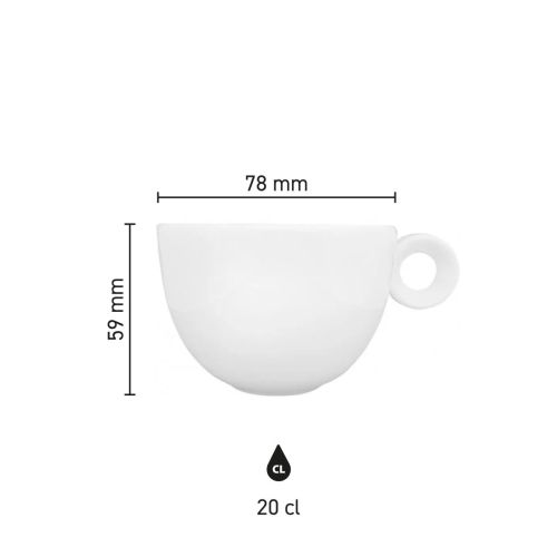 Produktabmessungen von Rondo Kaffeetasse 15 cl Porzellan in einer leicht verständlichen Infografik. Produktabmessungen von Rondo Kaffeetasse 15 cl Porzellan in einer leicht verständlichen Infografik.