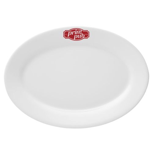 Vorderansicht der Porzellanschale Princip 36 cm mit rotem Logo PrintPub.