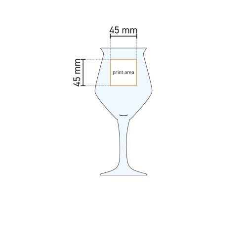 Technische Arbeitszeichnung des Sommelier Kelch 20 cl Schankglases mit Druckflächenanzeige
