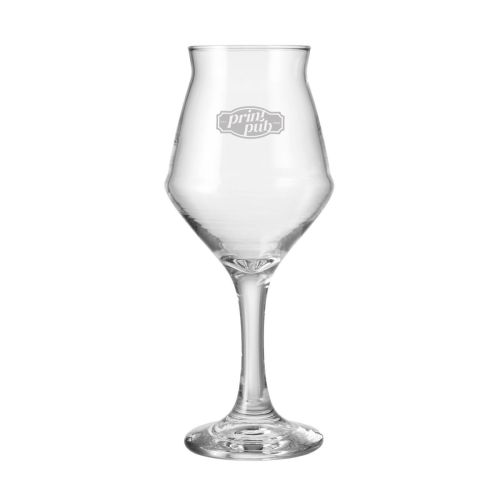 Sommelier Kelch 40 cl.  Glas mit eingraviertem PrintPub Logo auf der Vorderseite.