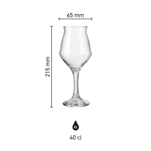 Gefülltes Sommelier Kelch 40 cl.  auf weißem Grund, Inhalt deutlich sichtbar im Glas.