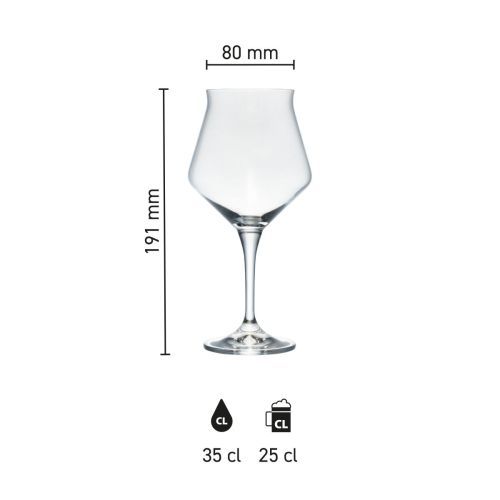 Sommelier Kelch Craft 35 cl Glasmaße mit Höhe, Durchmesser und Fassungsvermögen in Infografik