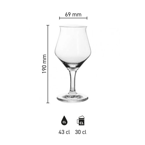 Abmessungen des Sommelier Kelch Ritzenhoff niedrig 30 cl Zapfhahn Größe Glas mit Höhe, Durchmesser und Kapazität