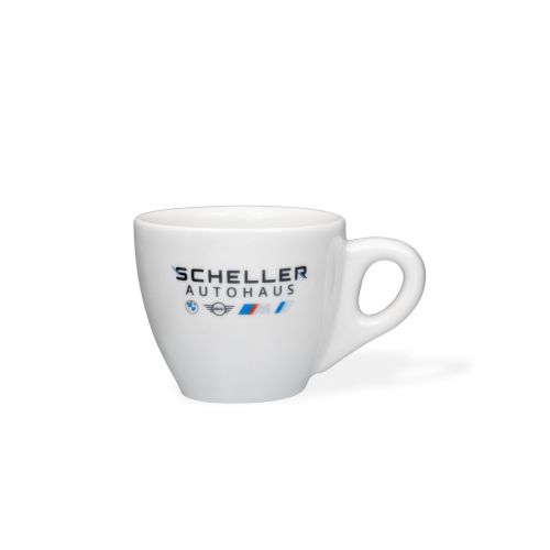 Style Espressotasse 7 cl Porzellan mit mehrfarbigem SchellerAutohaus Logo