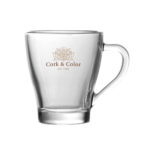 Teeglas Dom 27 cl. mit mehrfarbigem CorkColor-Logo auf der Vorderseite