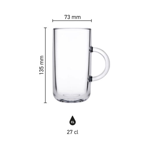 Die Infografik zeigt Höhe, Durchmesser und Fassungsvermögen des Teeglas Iconic 27 cl. gravieren Die Infografik zeigt Höhe, Durchmesser und Fassungsvermögen des Teeglas Iconic 27 cl. gravieren