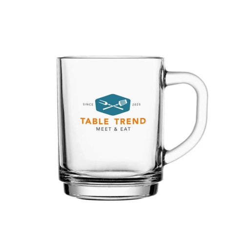 Stapelo Teeglas 25 cl. mit mehrfarbigem TableTrend Logo in der Mitte der Glasoberfläche. Stapelo Teeglas 25 cl. mit mehrfarbigem TableTrend Logo in der Mitte der Glasoberfläche.