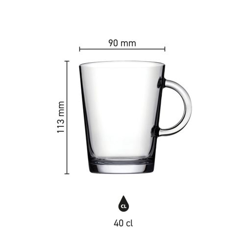 Infografik mit den Abmessungen des Glas-Teeglases Tribeca 40 cl. geeignet für die Gravur. Infografik mit den Abmessungen des Glas-Teeglases Tribeca 40 cl. geeignet für die Gravur.