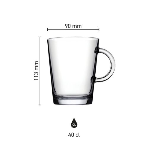 Die Infografik zeigt Höhe, Durchmesser und Fassungsvermögen des Teeglas Tribeca 40 cl. Die Infografik zeigt Höhe, Durchmesser und Fassungsvermögen des Teeglas Tribeca 40 cl.