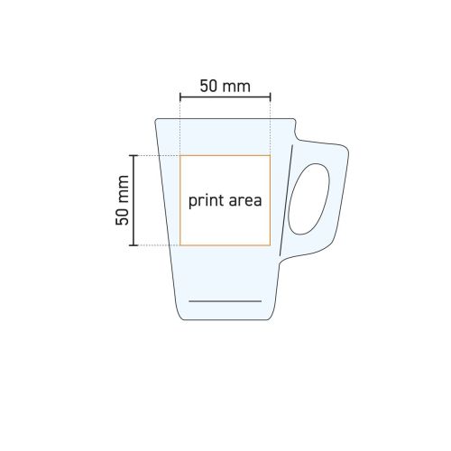 Technische Arbeitszeichnung des Vela 38 cl Teeglases mit Druckflächenanzeige