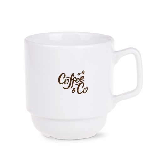 Die Infografik zeigt die Abmessungen der Torino Tasse 28 cl. Porzellan in Zentimetern.