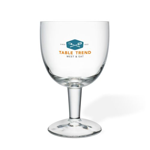 Trappistenglas 25 cl. mit farbigem TableTrend-Logo auf der Vorderseite.