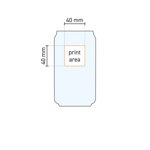 Technische Zeichnung des Becherglases 48 cl mit Angabe der Druckfläche für den Druck. Technische Zeichnung des Becherglases 48 cl mit Angabe der Druckfläche für den Druck.