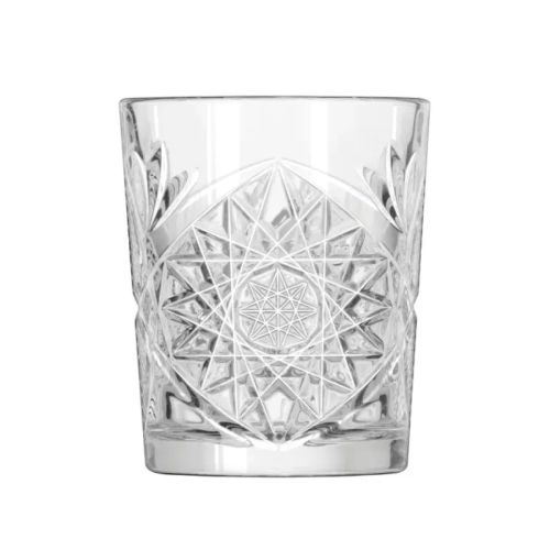 Transparenter Becher Onis Hobstar 35 cl Glas mit geschliffenem Sternmuster, Vorderansicht ohne Druck