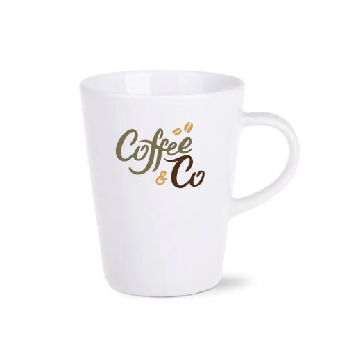 Victor Tasse 24 cl. Vorderansicht mit auffälligem CoffeeCo-Logo in mehreren Farben. Victor Tasse 24 cl. Vorderansicht mit auffälligem CoffeeCo-Logo in mehreren Farben.