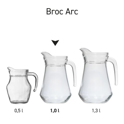 Serie von Wasserkrügen Broc Arc 1,0- Liter im Glasdesign als Produktserie vorgestellt.