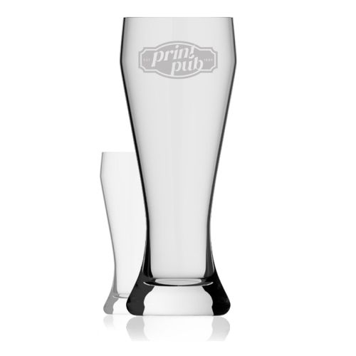 Weizenbierglas XXL, 3,0 Liter mit eingraviertem PrintPub-Logo auf der Vorderseite
