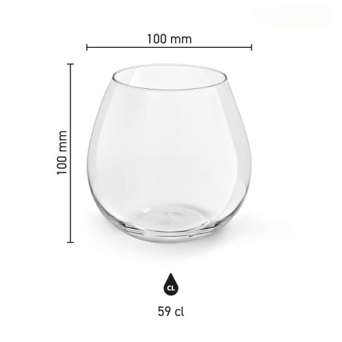 Weinglas Ronda 59 cl Glasmaße mit Höhe, Durchmesser und Fassungsvermögen in Infografik