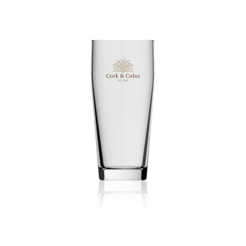 Willibecher Bierglas 27 cl. mit mehrfarbigem CorkColor-Logo auf der Vorderseite bedruckt