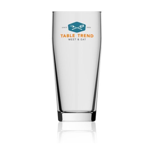 Willibecher 48 cl. transparentes Glas mit mehrfarbigem TableTrend-Logo auf der Vorderseite