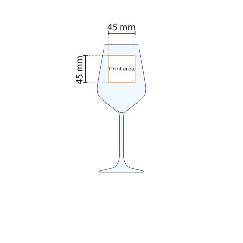 Druckfläche des Allegra Weinglases 35 cl. in der Arbeitszeichnung dargestellt. Druckfläche des Allegra Weinglases 35 cl. in der Arbeitszeichnung dargestellt.