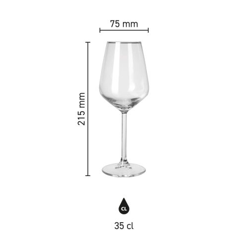 Technische Infografik mit Abmessungen des Weinglases Allegra 35 cl. Technische Infografik mit Abmessungen des Weinglases Allegra 35 cl.