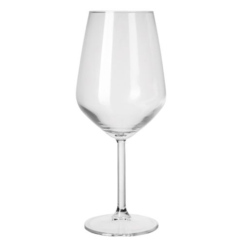 Gerade Vorderansicht des Allegra Weinglas 49 cl. mit schlankem Stiel und tulpenförmiger Schale aus Klarglas.