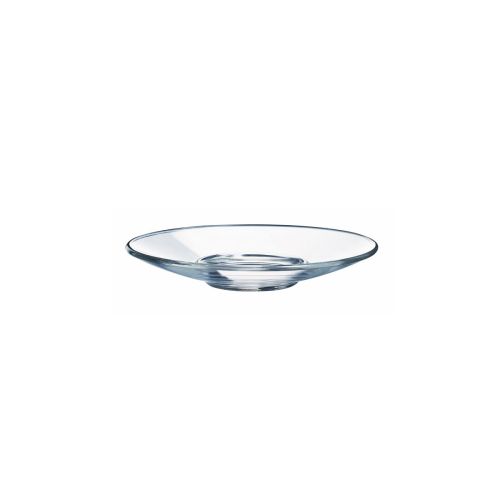 Aroma Untertasse Espressoglas 12 cm in Vorderansicht mit runder Form und glatter Oberfläche.