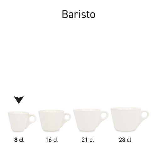 Serienübersicht der Baristo Espresso-Tassen in verschiedenen passenden Designs.