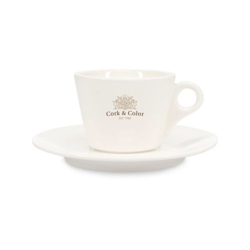 Mehrfarbiger CorkColor Logodruck auf Baristo Coffee 16 cl. SET-Porzellan auf der Vorderseite.