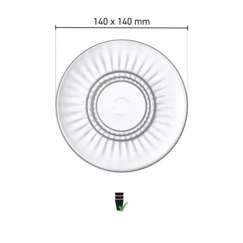 Infografik mit den genauen Produktabmessungen von Barshine Tee/kaffee Teller 14 cm.