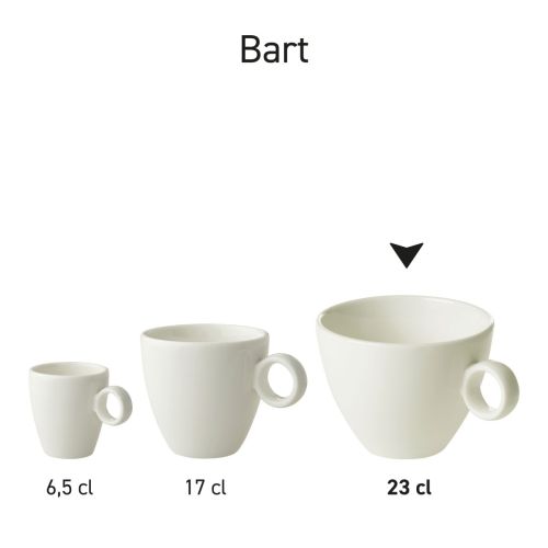 Serie Bart Cappuccinotassen aus weißem Porzellan nebeneinander als einheitliches Produktangebot. Serie Bart Cappuccinotassen aus weißem Porzellan nebeneinander als einheitliches Produktangebot.