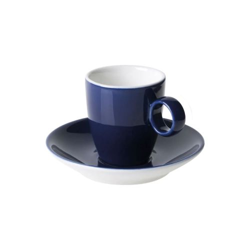 Frontal Bild der blauen und weißen Bart Espresso 6,5 cl. SET mit glatter Oberfläche. Frontal Bild der blauen und weißen Bart Espresso 6,5 cl. SET mit glatter Oberfläche.