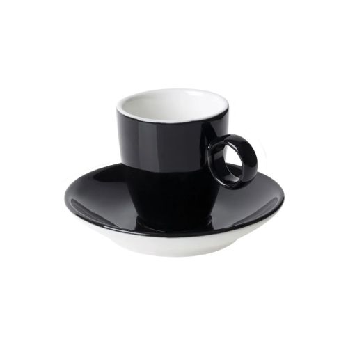 Frontal Bild der schwarzen und weißen Bart Espresso 6,5 cl. SET mit glatter Oberfläche. Frontal Bild der schwarzen und weißen Bart Espresso 6,5 cl. SET mit glatter Oberfläche.
