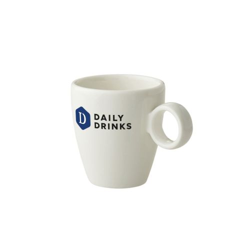 Bart Espressotasse weiß 6,5 cl aus Porzellan mit buntem DailyDrinks-Logo auf der Vorderseite. Bart Espressotasse weiß 6,5 cl aus Porzellan mit buntem DailyDrinks-Logo auf der Vorderseite.