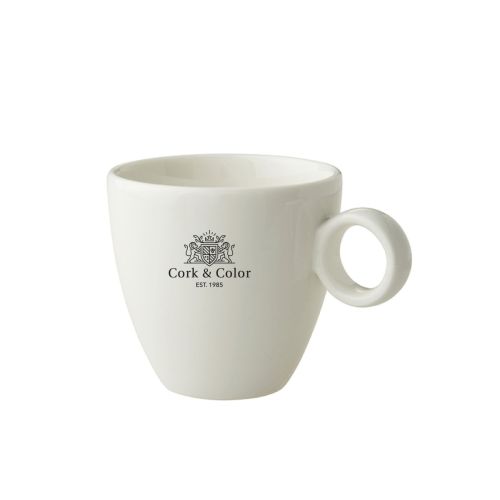 Porzellan-Kaffeetasse 17 cl mit einfarbigem Druck des CorkColor-Logos auf der Vorderseite. Porzellan-Kaffeetasse 17 cl mit einfarbigem Druck des CorkColor-Logos auf der Vorderseite.