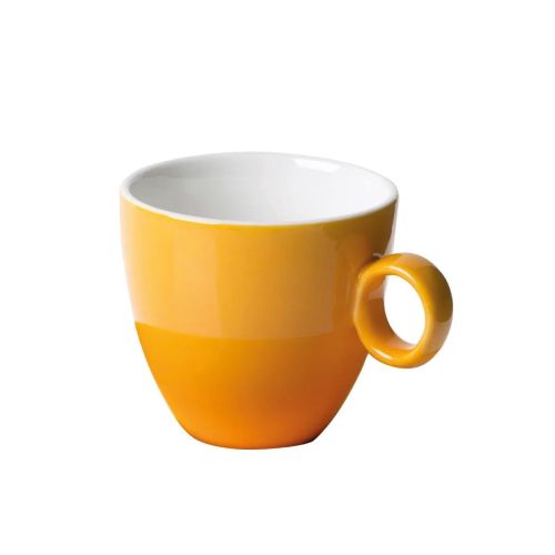 Orange-weiße Bart Kaffeetasse 17 cl aus Porzellan, Vorderansicht mit klassischer runder Form und glatter Oberfläche. Orange-weiße Bart Kaffeetasse 17 cl aus Porzellan, Vorderansicht mit klassischer runder Form und glatter Oberfläche.