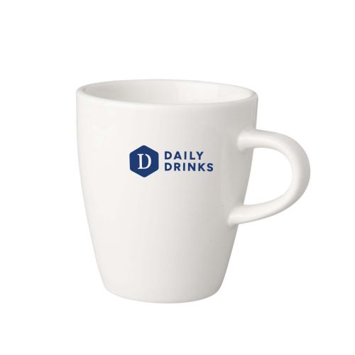 Weißer Budgetline Cup 20 cl Neo bedruckt mit einfarbigem DailyDrinks Logo in der Mitte.