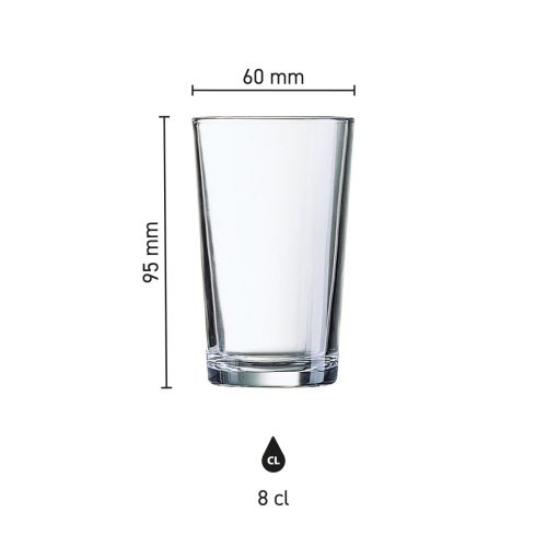 Infografik mit den Abmessungen des Bierverkostungsglases Conique 20 cl. einschließlich Höhe und Durchmesser.