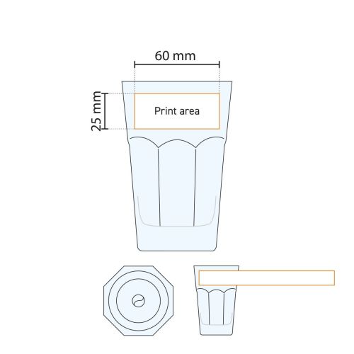 Anzeige der Druckfläche des Casablanca Bierglases 47,5 cl, mit Abgrenzung der Druckfläche auf dem Glas. Anzeige der Druckfläche des Casablanca Bierglases 47,5 cl, mit Abgrenzung der Druckfläche auf dem Glas.