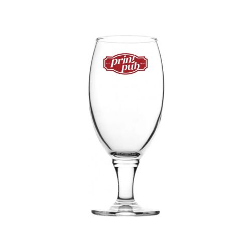 Bierglas Cheers 32,5 cl. mit einem einfarbigen PrintPub-Logo auf der Vorderseite.