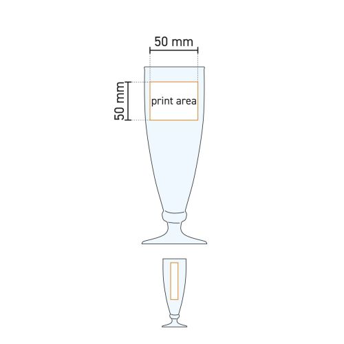 Technische Arbeitszeichnung der Druckfläche eines 27,5 cl Harmonia-Bierglases.