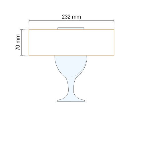 Visualisierung der Druckfläche auf Bierglas auf Fuß Munich 49 cl. mit Abmessungen Visualisierung der Druckfläche auf Bierglas auf Fuß Munich 49 cl. mit Abmessungen