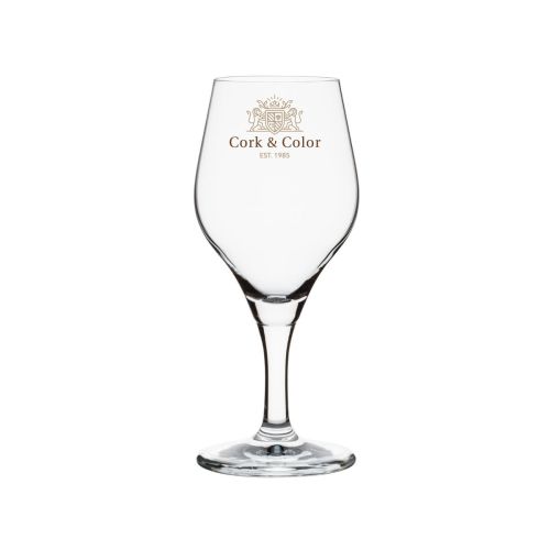 Bierglas Ronceva 25 cl. Degustationsglas mit mehrfarbig gedrucktem CorkColor-Logo auf der Vorderseite des Glases. Bierglas Ronceva 25 cl. Degustationsglas mit mehrfarbig gedrucktem CorkColor-Logo auf der Vorderseite des Glases.