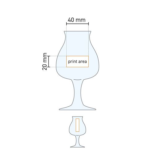 Technische Arbeitszeichnung des Druckbereichs auf dem Specials Tasting 25 cl Bierglas. Technische Arbeitszeichnung des Druckbereichs auf dem Specials Tasting 25 cl Bierglas.