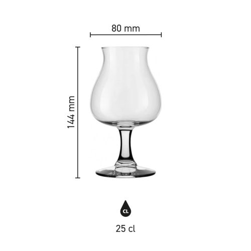Infografik der Bierglas Specials Tasting 25 cl mit Produktabmessungen in Höhe und Durchmesser. Infografik der Bierglas Specials Tasting 25 cl mit Produktabmessungen in Höhe und Durchmesser.