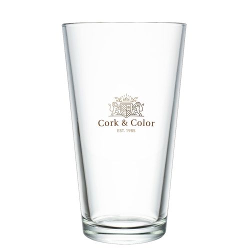 Vollfarbiger Aufdruck des CorkColor-Logos auf Bierglas Vase 47 cl. Vorderansicht.