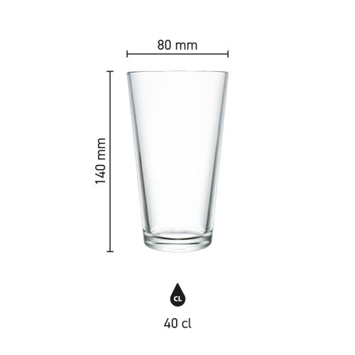 Infografik mit den Produktabmessungen der Bierglas Vase 47 cl. mit Höhe und Durchmesser.