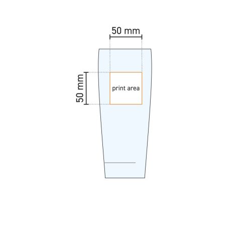 Technische Arbeitszeichnung der Druckfläche auf dem Bierglas Willy 40 cl. zum Bedrucken.