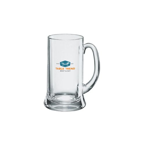 Klarglas-Bierkrug Icon 25 cl mit mehrfarbigem TableTrend-Logo auf der Vorderseite. Klarglas-Bierkrug Icon 25 cl mit mehrfarbigem TableTrend-Logo auf der Vorderseite.